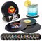 Funny Retro Vinyl Record Coasters, Creative Drink Coasters Set of 12 with Vinyl Record Player Holder for Music Lovers, Housewarming Hostess Gifts, Birthday and White Elephant Gifts Ideas